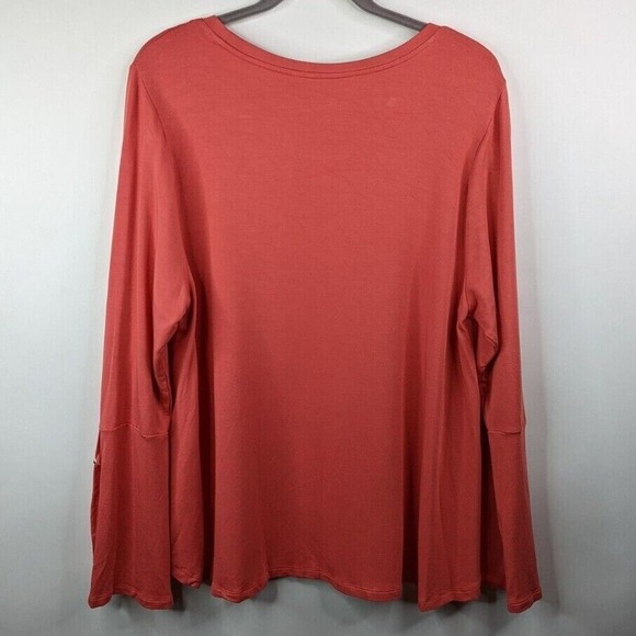 Soft Surroundings Womens 2X Coral Rayon Long Sleeve Scoop Neck Tunic Top Shirt - Picture 2 of 8